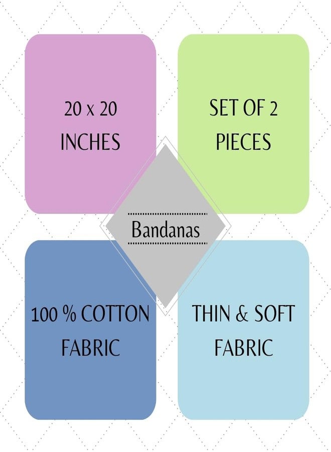 AVKA Studio 100% Cotton Bandanas for Women, Blue & White Floral, 20 Inch, 2 pack - Image 2